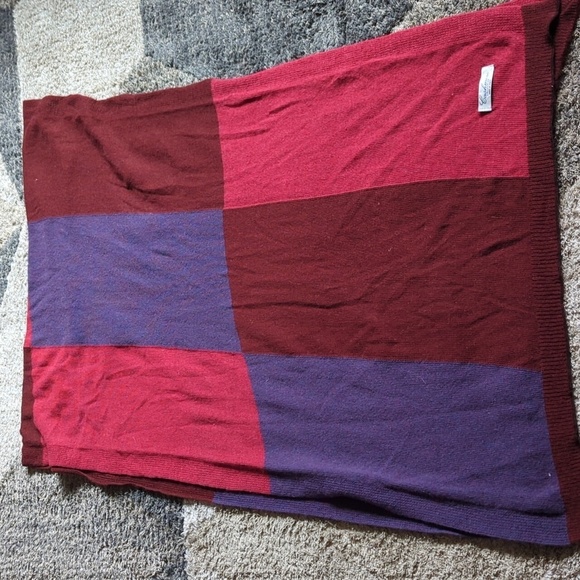 Cashmere Collection Made In Italy Color block Wide Long Scarf Oblong Luxury - Picture 5 of 8